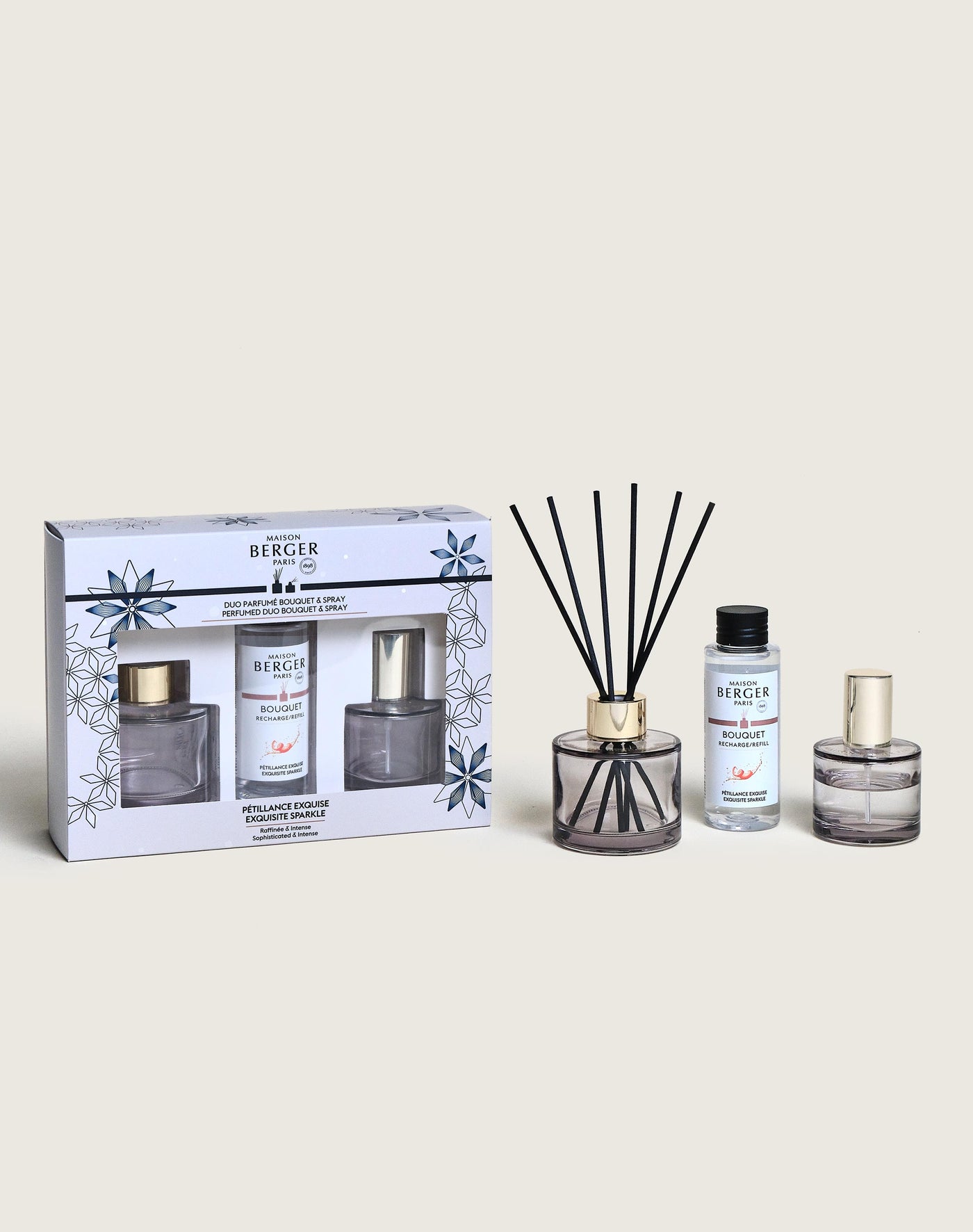 Duo mini bouquet & spray d’intérieur Rosalie Pétillance Exquise